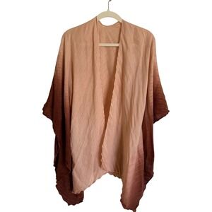 NWT Chicos Pleated Ombre Ruana Pink Brown Kimono Cardigan Wrap Sweater Women S M